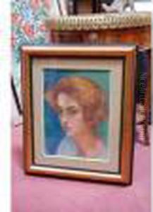 Portrait De La Fille De L Artiste Pastel by Jean Misceslas Peske