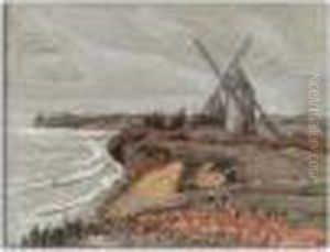 Paysage Breton Au Moulin A Vent by Jean Misceslas Peske