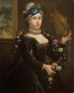 Dama Con Corona Di Fiori E Tamburello
