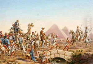 Prince Albert of Prussia with his entourage touring the Pyramids at Giza