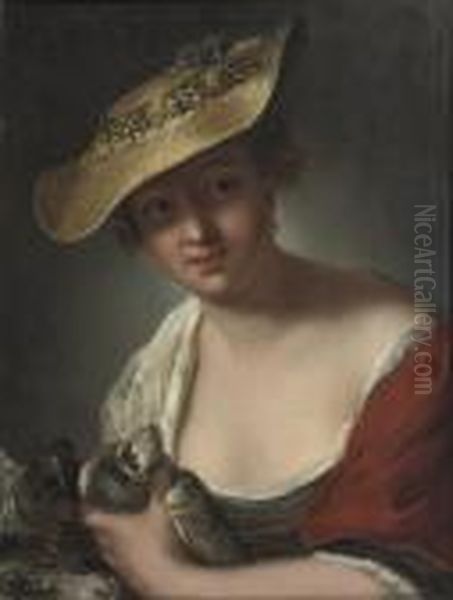 A Woman With Doves - view 1
