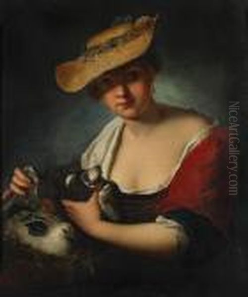 Girl With Pigeons - view 1