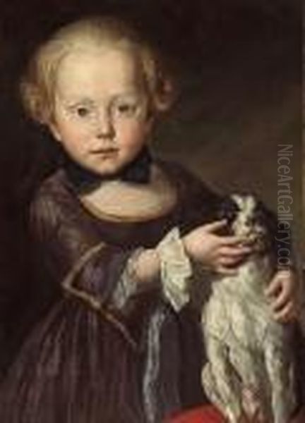 A Portrait Of A Young Boy, Three-quarterlength, With His Dog - view 1