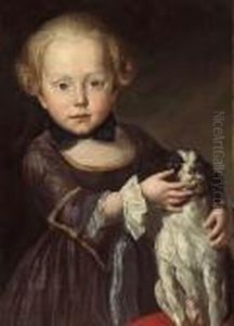 A Portrait Of A Young Boy, Three-quarterlength, With His Dog by Antoine Pesne