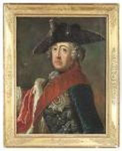 1758. Portrait Of The Prussian King Friedrich Ii, "the Great"