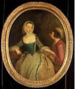 Portrait Of A Young Lady, And A Young Boy Holding A Bird's Nest by Antoine Pesne
