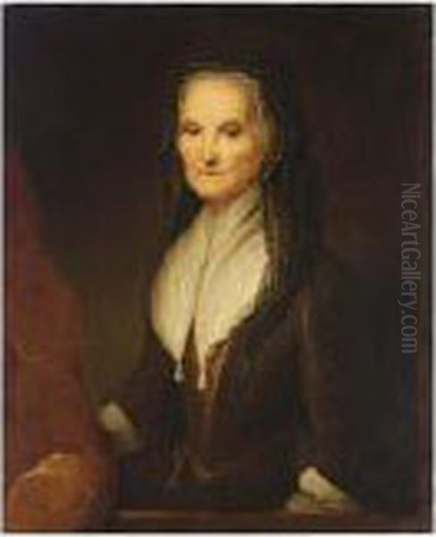 A Portrait Of A Lady, Said To Be
Madame Ururahne Hericourt, Half Length, Wearing A Black Dress With A
White Collar And A Black Veil - view 1