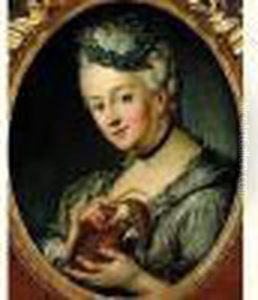 Portrait De Jeune Femme Tenant Une Caille by Antoine Pesne