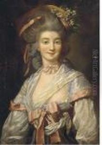 Portrait Of A Lady, Bust-length, With Flowers In Her Hair Portrait Of A Lady, Bust-length, With Flowers In Her Hair