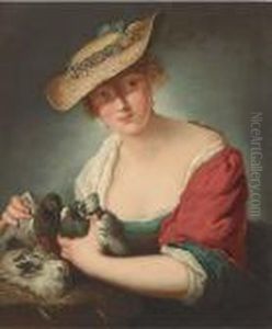 A Girl Holding Pigeons