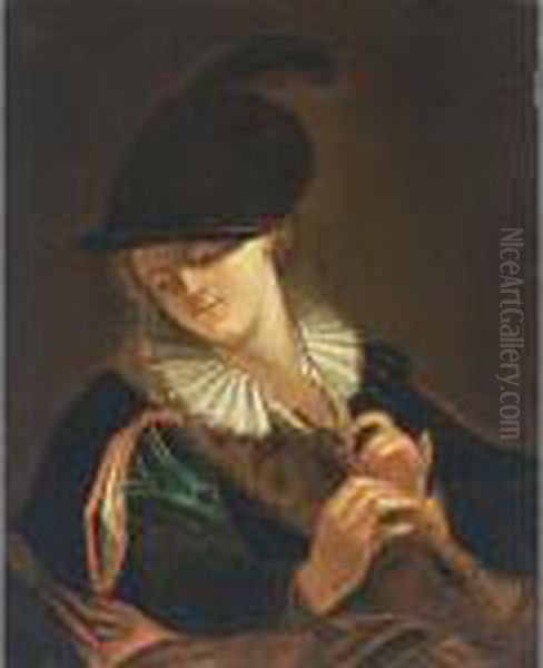 A Lady Playing A Flute - view 1