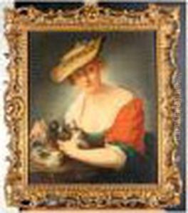 A Maid Holding White Doves