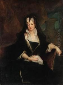 Portrait Of Princess Johanna 
Charlotte Von Anhalt, Seatedthree-quarter-length, In Widow's Weeds by Antoine Pesne