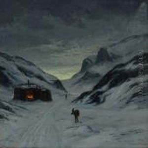 Greenlandic Landscape With People By A Hut