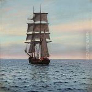 Seascape With A Brig On Open Sea