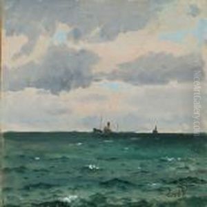 Seascape With Ships by Emanuel A. Petersen