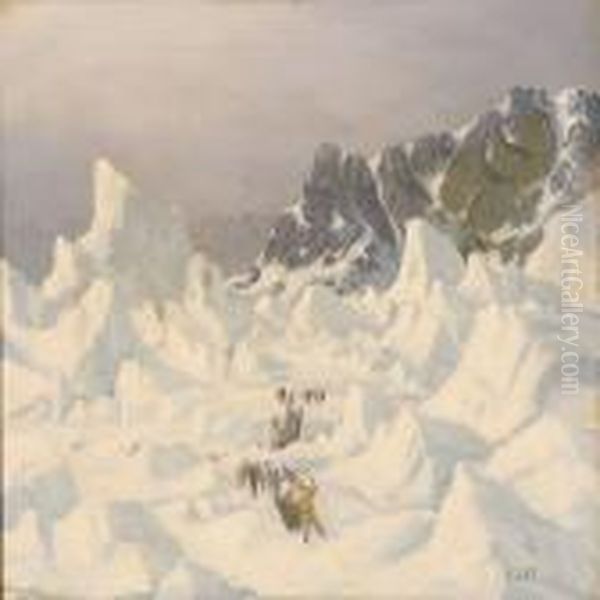 Inuits And Their Sled Dogs In High Speed Over Thegreenlandic Ice - view 1