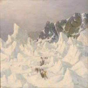 Inuits And Their Sled Dogs In High Speed Over Thegreenlandic Ice by Emanuel A. Petersen