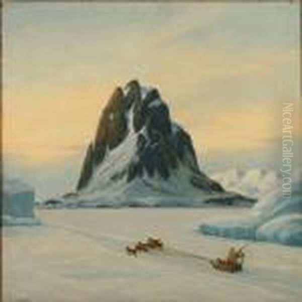 Snow Landscape With A Dog Sleigh - view 1