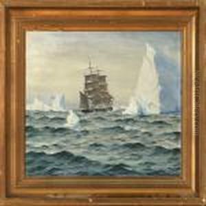 A Barque Passing Several Icebergs