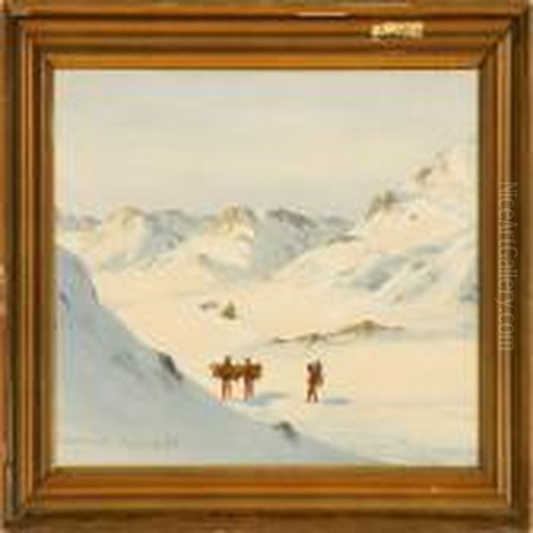 A View From Greenland With A Dog Sledge And Women On Foot - view 1