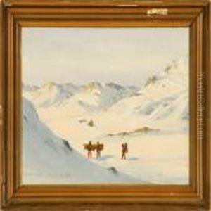 A View From Greenland With A Dog Sledge And Women On Foot