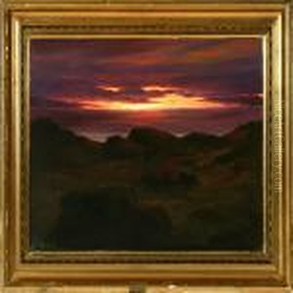 A Greenlandic Settlement At Sunset - view 1