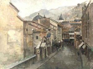 A Georgian town by Franz Roubaud