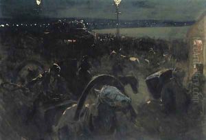 St Petersburg by night by Franz Roubaud