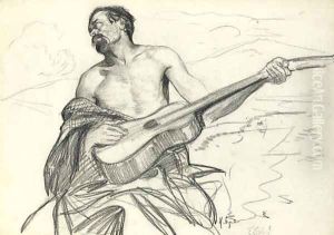 Study of a man with a guitar