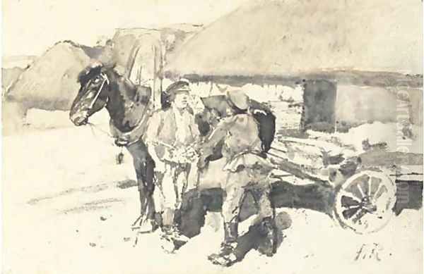 Two peasants before a cart - view 1
