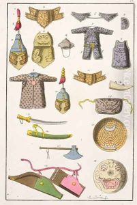 Chinese military arms and apparel, illustration from Le Costume Ancien et Moderne by Giulio Ferrario, published c.1820s-30s
