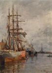 Bateaux Au Port De Marseille by Edmond Marie Petitjean