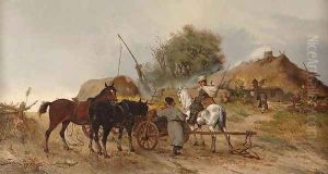 On the Way to the Market by Tadeusz Rybkowski