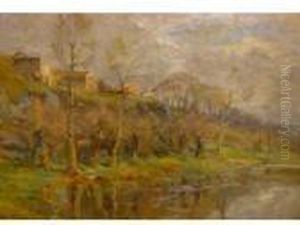 Paysage A L Etang by Edmond Marie Petitjean
