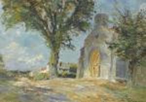 Sommerlandschaft Mit Kirche In Frankreich Sommerlandschaft Mit Kirche In Frankreich