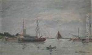 Bateaux En Hollande by Edmond Marie Petitjean