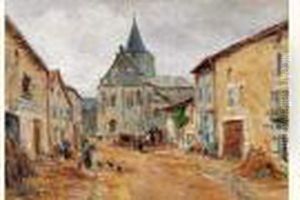 Rue De Village En Poitou by Edmond Marie Petitjean