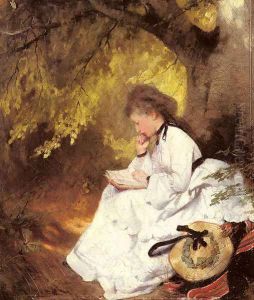 An Elegant Lady Reading Under a Tree by Karl Raupp