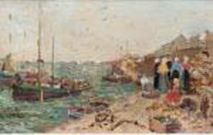 On The Quayside by Edmond Marie Petitjean