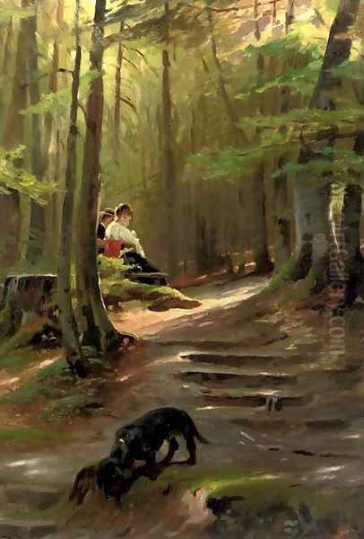 The nosy Dachshound a sunny spot in the woods - view 1