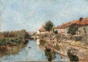 A Village By A River by Edmond Marie Petitjean