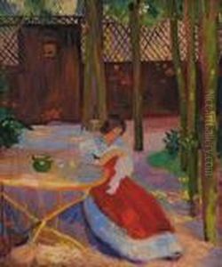 Femme Dans Un Jardin by Hippolyte Petitjean