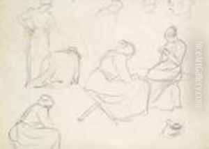 Etude De Femmes Et Chat