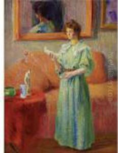 Woman Holding A Marble Statuette Woman Holding A Marble Statuette
