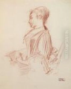 Profile Of A Lady With Her Hands Clasped by Hippolyte Petitjean