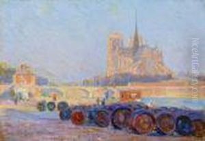 Notre-dame De Paris, Vue Du Quai Des Tournelles,1897 by Hippolyte Petitjean