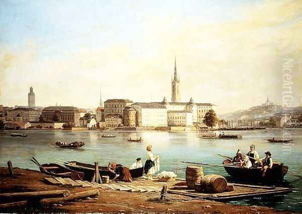 A view of Riddarholmen on Lake Malaven with the Ridarhuset and the Riddarholms church beyond, Stockholm - view 1