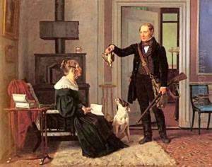 Royal Hunt Master Von Zeuthen And His Wife by Martinus Rorbye