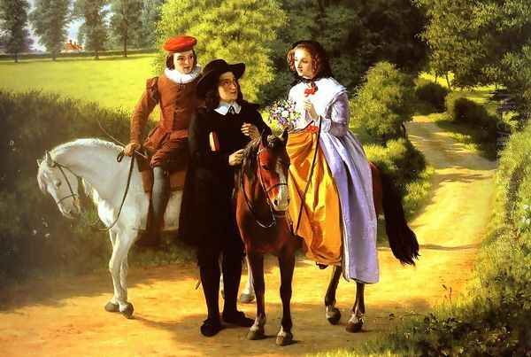 Milton's first meeting with Mary Powell, accompanied by her brother - view 1